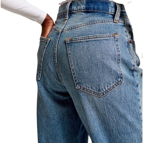 Abercrombie & Fitch The 90's Straight Ultra High Rise Jeans Blue Sz 37 / 24 Long - Picture 6 of 15
